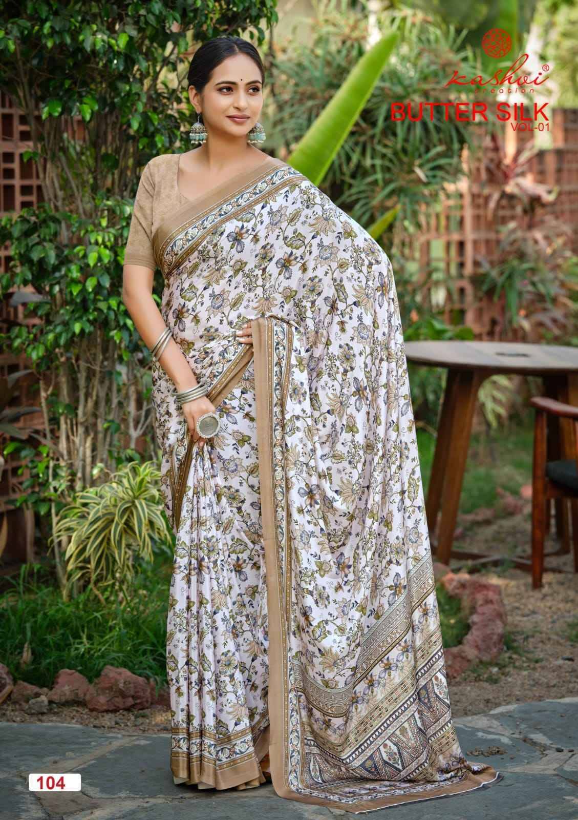 BUTTER SILK By KASHVI 101 to 108 Series Indian Traditional Wear Collection Beautiful Stylish Fancy Colorful Party Wear & Occasional Wear SILK CRAPE DIGITAL PRINT Sarees At Wholesale Price